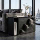 Modern Wooden Sculptural Wave Front Side Table For Living Room