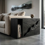 Organic Natural Wood Carved Front Side Table For Living Room