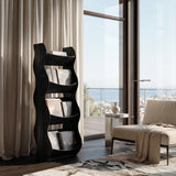 Modern Natural Wood Tall Magazine Rack For Living Storage