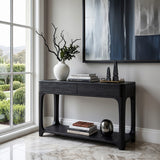 Minimalist Rounded Console Table With Two Compartments For Living Room