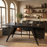 Modern Wooden Desk With Dual Drawers For Home Office