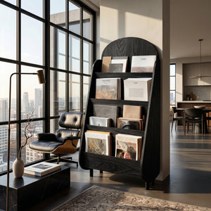 Contemporary Wooden Rounded Arch Magazine Rack For Reading Corner