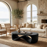 Modern Sculptural Wood Coffee Table For Living Room