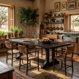 Modern Wooden Dining Table With Elegant Base For Kitchen