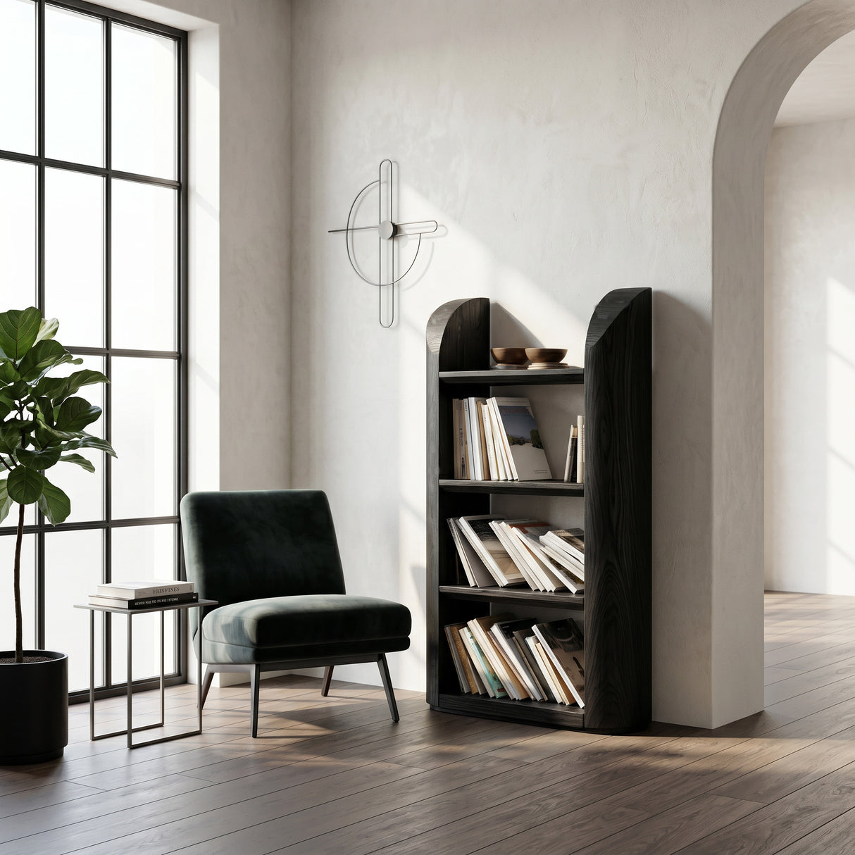 Scandinavian Wood Magazine Rack With Rounded Edge For Reading Corner