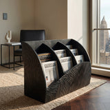 Contemporary Wooden Triple Section Magazine Rack For Living Room