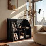 Organic Wooden Magazine Rack With Multi Open Compartments For Living