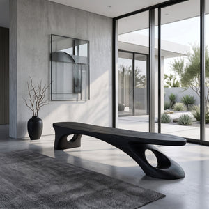 Modern Sculptural Bench With Organic Design For Entryway