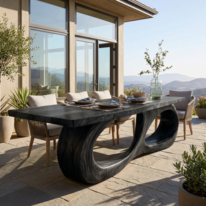 Modern Wooden Dining Table With Sculptural Base For Kitchen