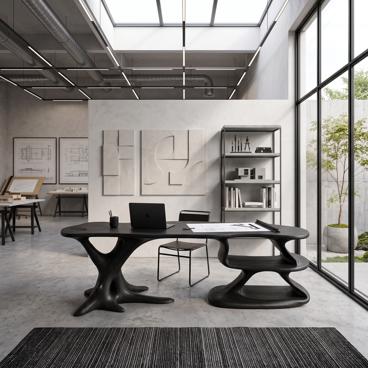 Minimal Asymmetric Storage Desk Home Office Study Room