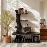 Rustic Shoe Storage Rack For Farmhouse Mudroom Entryway Corner