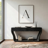 Contemporary Natural Wood Console Table With Two Drawers For Entryway