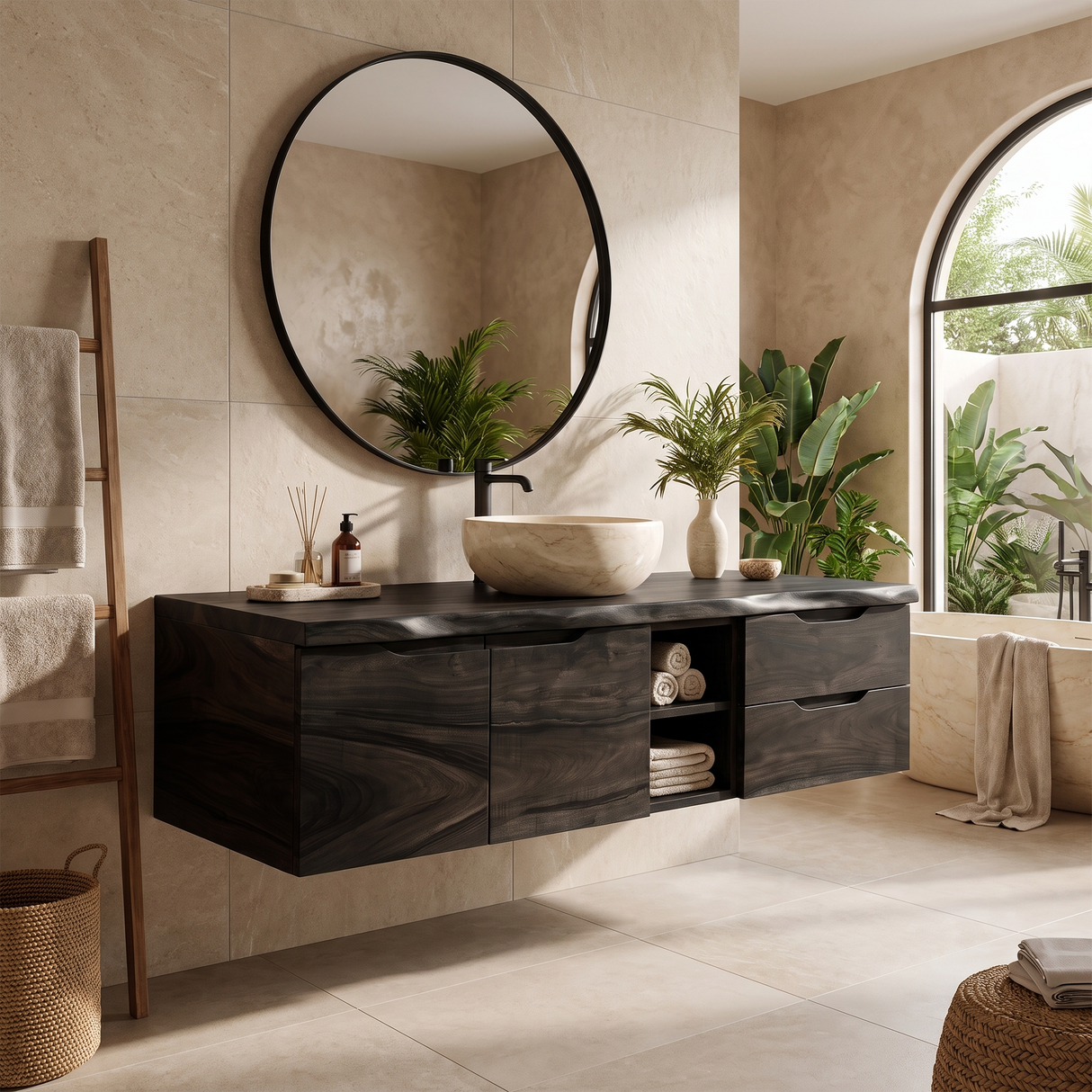 Organic Modern Washstand Contemporary Bathroom Interior