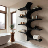 Organic Sculptural Natural Wood Bathroom Shelf For Spa