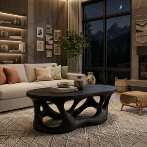 Organic Coffee Table With Flowing Sculptural Base For Contemporary Home