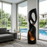 Modern Carved Wooden Floor Lamp For Living Room