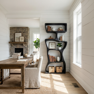 Modern Asymmetrical Bookshelf Reading Nook Display