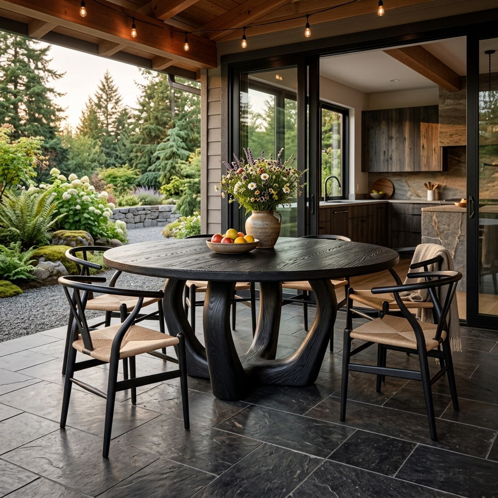 Elegant Wooden Round Dining Table For Dining Area