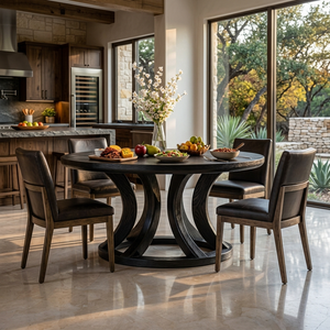Contemporary Round Dining Table With Curved Unique Base For Dining