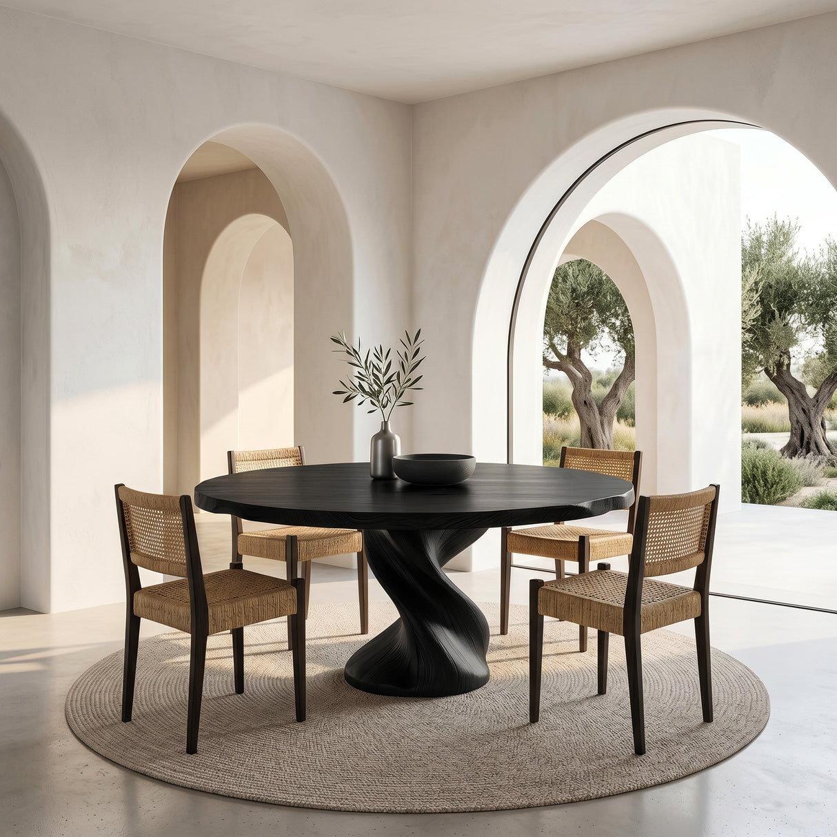 Luxury Twisted Pedestal Dining Table For Dining Room