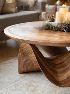 Sculptural Round Coffee Table For Holiday Decor