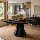 Modern Wooden Dining Table With Petal Top For Dining Area