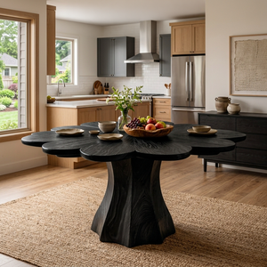 Modern Wooden Dining Table With Petal Top For Dining Area