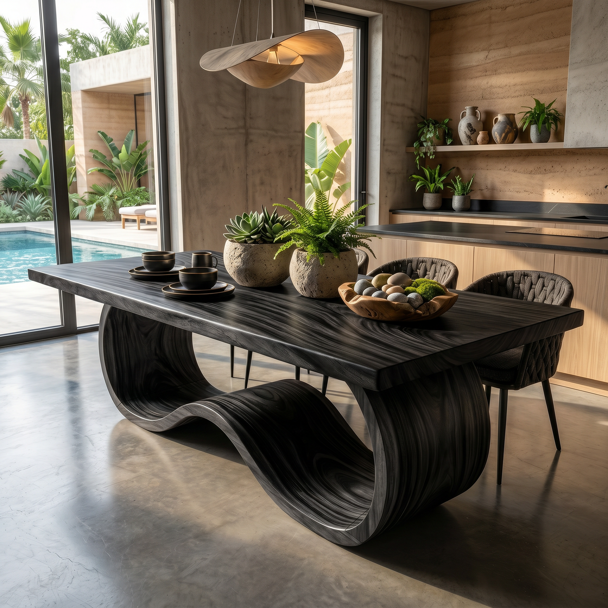 Boho Statement Table For Indoor Pool Dining Area
