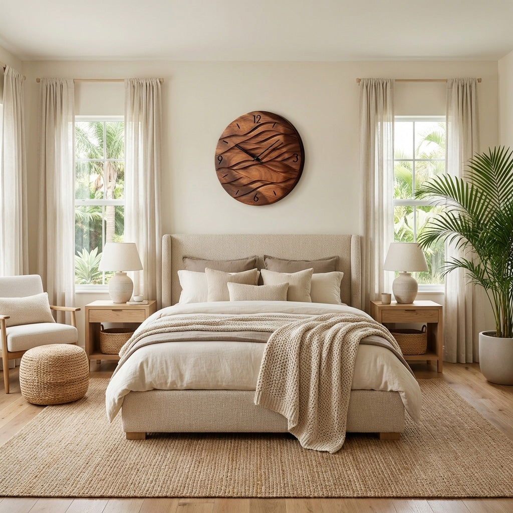 Organic Modern Wood Wave Wall Clock For Living Room