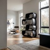 Rustic Farmhouse Abstract Bookshelf Apartment Living Space