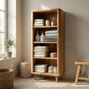 Handcrafted Wooden Open-system Bathroom Cabinet For Spa Decor