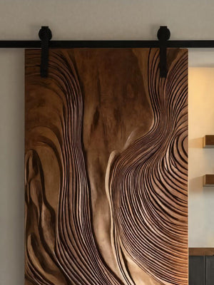 Sculptural Sliding Door With Wave Design For Interior