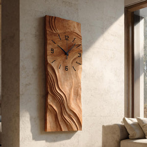 Organic Vertical Sculptural Wall Clock For Living Room