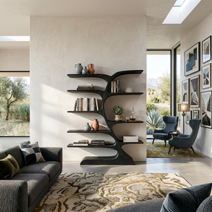 Organic Curved Bookshelf For Open Space