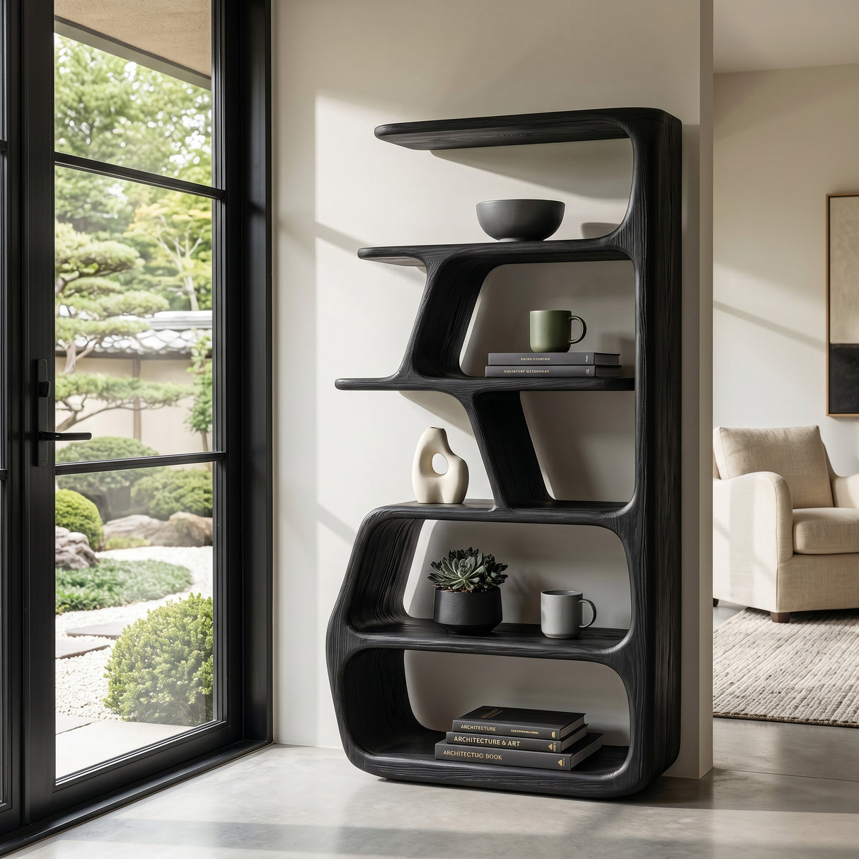 Rustic Wooden Standing Shelf For Apartment Storage