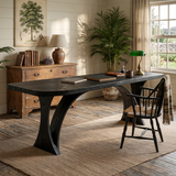 Handmade Wooden Desk With Unique Curved Base For Workspace