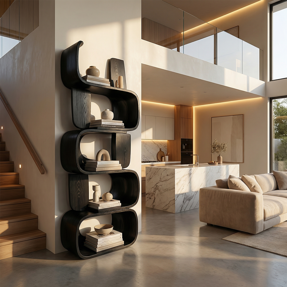 Contemporary Modern Unique Bookshelf Living Room Storage