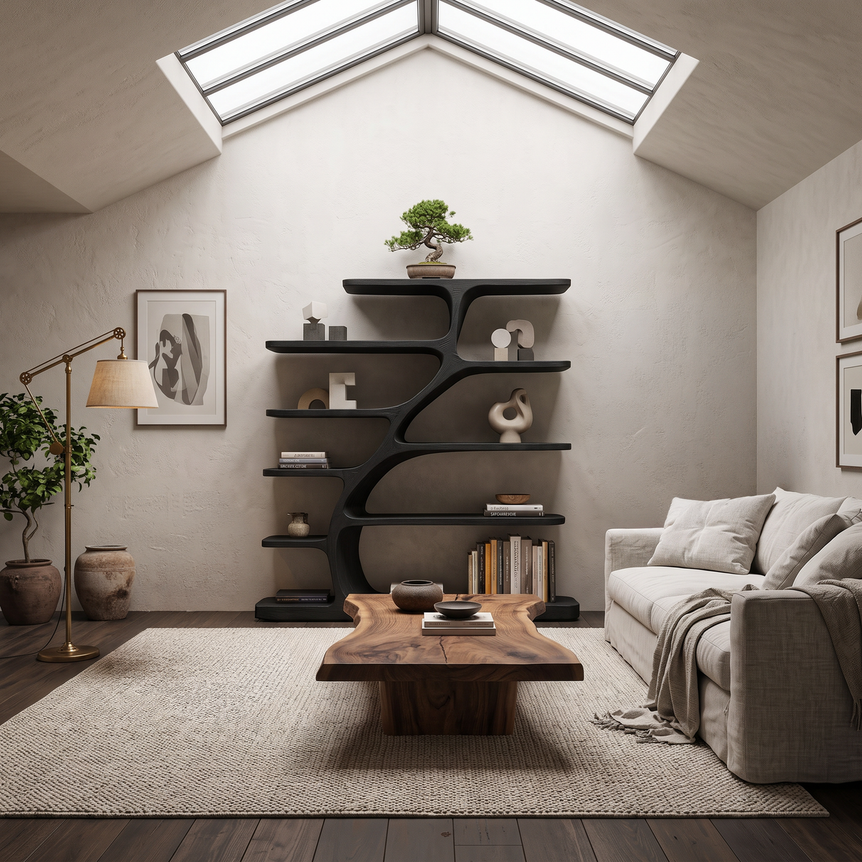 Organic Modern Bookshelf With Flowing Curves For Home Decor