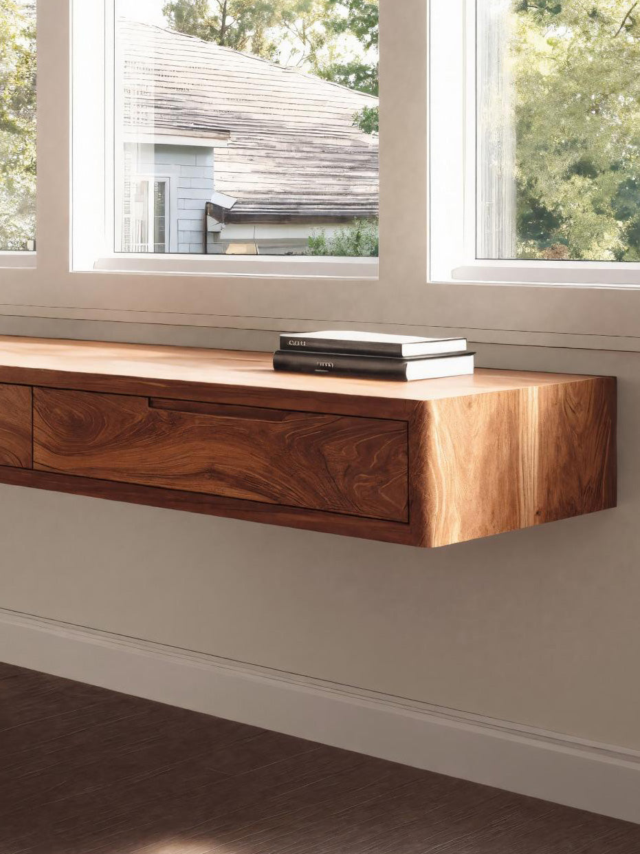 Modern Floating Desk With Drawers For Home Office