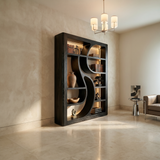 Luxury Wooden Bookshelf Featuring Ambient LED Shelving