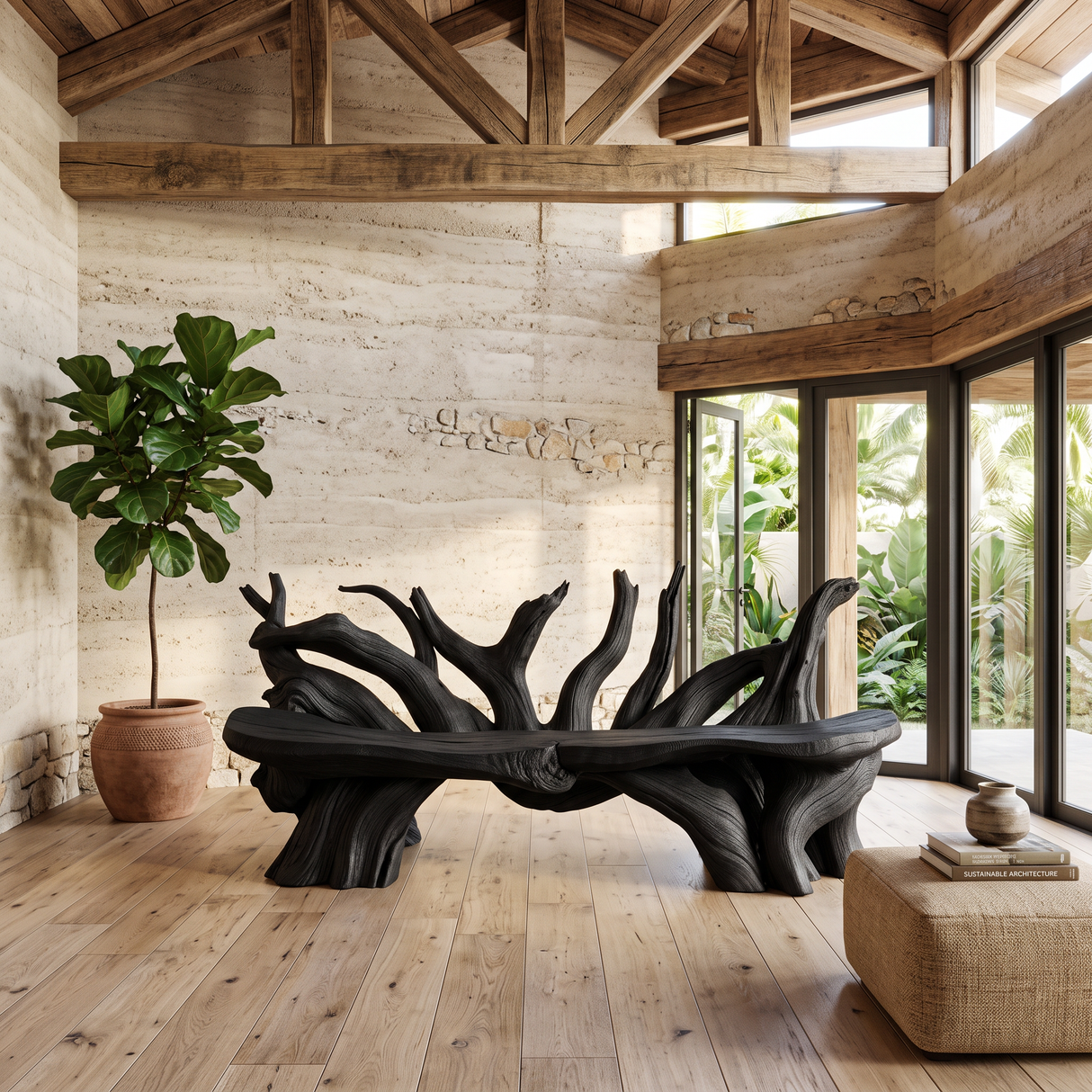 Mid Century Wooden Bench Outdoor Decor For Sleek Exteriors