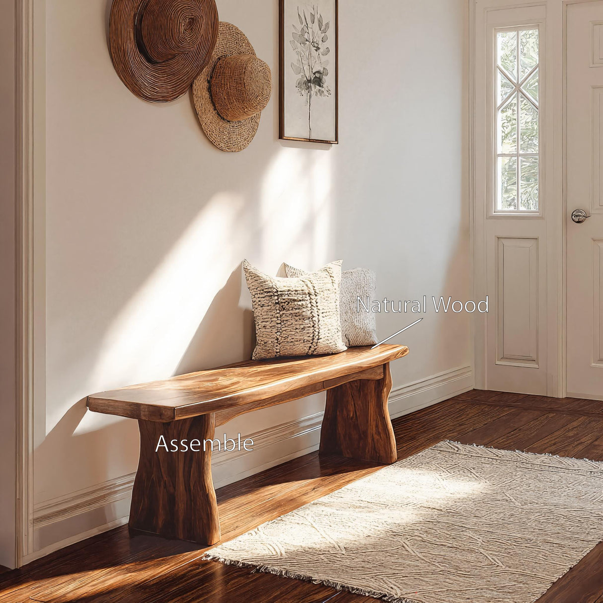 Handcrafted Seating Bench For Hallway Or Entryway