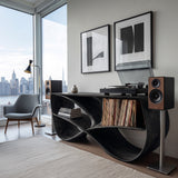 Modern Sculptural Wooden Record Player Console For Living Room