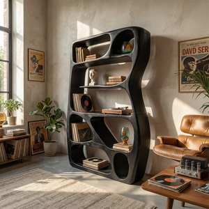 Scandinavian Sculptural Bookshelf Storage Organizer For Living Room