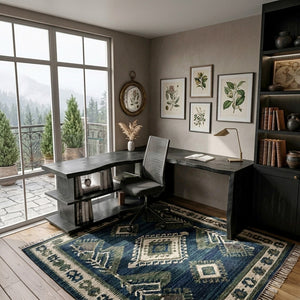 Organic L-Shaped Desk With Shelving For Home Office