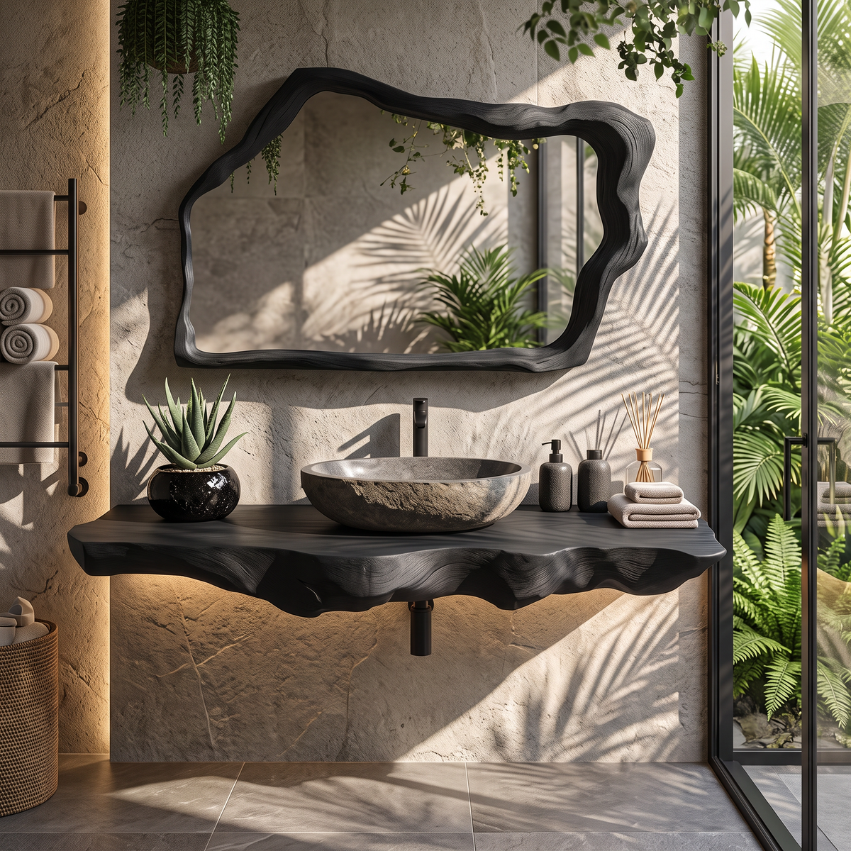 Live Edge Floating Vanity For Bathroom Interior