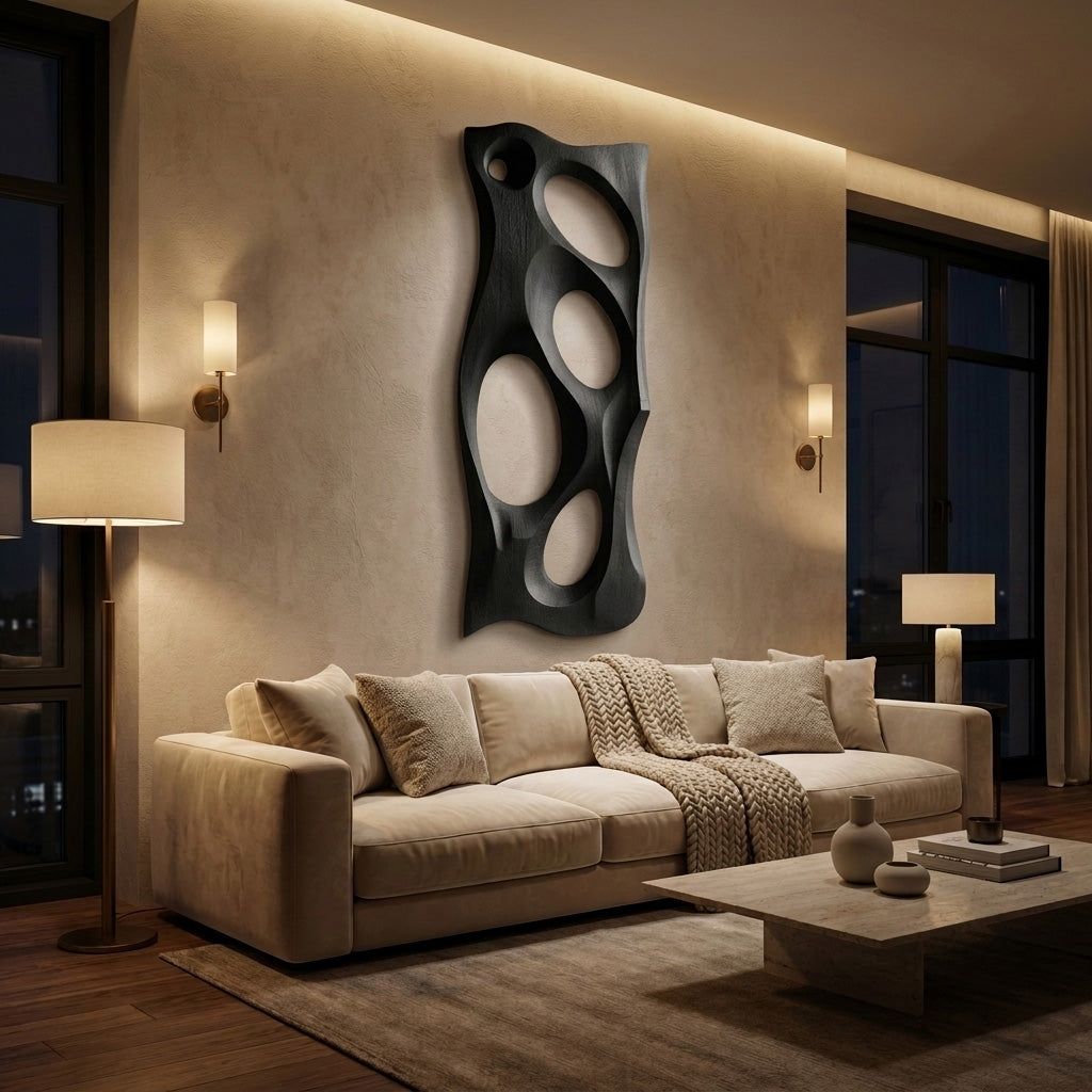 Modern Organic Sculpture Wood Wall Art For Living Room