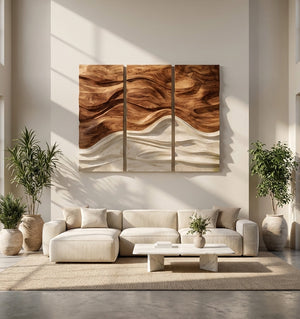 Contemporary Wave Triptych Wall Art For Home Areas