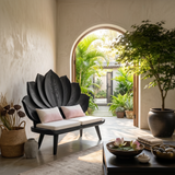 Contemporary Lotus Flower Back Bench For Bedroom Interior Space