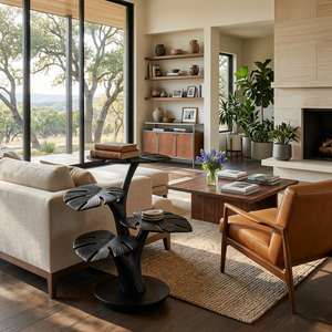 Organic Wooden Side Table With Multi-branched Tabletop For Home